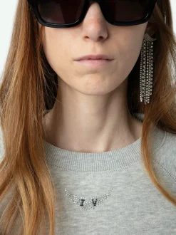 Hot Zadig & Voltaire Upper Diamante Wings Sweatshirt Grischineclair